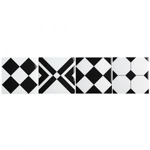 Image de Plage Sticker carrelage décoratif autocollant en relief 3D, carreaux design effet graphique black and white édition, x4, 15 cm x 15 cm - Noir