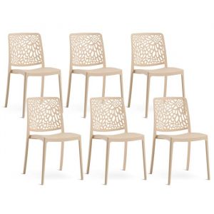 Chaises empilables - SOLE - Lot de 6 - Polypropylène renforcé - Dossier ajouré - Confort ergonomique
