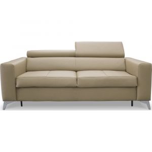 Venesetti - Canapé 3 places convertible en cuir italien de luxe movida, beige - Beige
