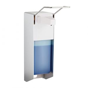 Relaxdays Distributeur Mural désinfectant Savon Liquide, 1000 ML, Cabinet médical Entreprise Bureau, Argent, Acier Inoxydable, 1 élément