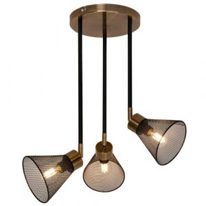 Sampa Suspension moderne Garvin 52cm 3 abats jours m&eacute;tal noir compatible led