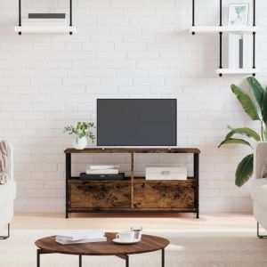 VidaXL Meuble TV chêne fumé 90x33x45 cm bois d'ingénierie et fer 831795