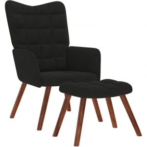 VidaXL Chaise de relaxation avec tabouret Noir Velours