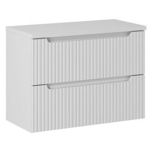Ensemble Meuble Vasque 2 tiroirs et Plateau Blanc L 80 x P 40 x H 59,5 cm - Astral Blanc - Livraison gratuite