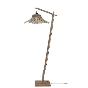 Good & Mojo Lampadaire bambou IBIZA abat-jour bambou naturel/noir base naturelle Ø50 x15 cm, h. 150cm Noir - Couleur Noir - Taille 10-12 ans