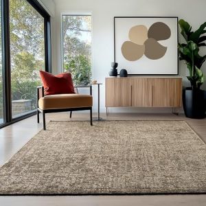 Homebyhome Tapis en Coton Chenille Beige 160x230 cm Lavable Antid&eacute;rapant et Doux Pour Salon Chambre Bureau & Cuisine