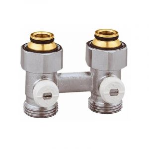 Caleffi 301052 - Vanne double pour radiateurs panneaux - bitube droite 3/4-