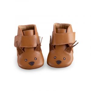 Moulin roty Chaussons cuir écureuil Camel Pomme des bois 0/6 mois