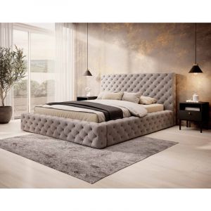 Lit coffre en Velours 140x200 taupe