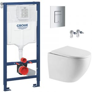 Grohe Pack WC Rapid SL + WC sans bride Swiss Aqua Technologies + Plaque de commande Skate Cosmopolitan (RapidSL-FusionTQ-1)