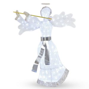 Coast Pre-lit Angel Christmas Decoration - 150 cm de haut, blanc et or, 100 lumières LED