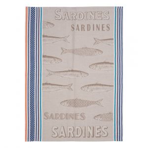 Image de Torchon jacquard sardines