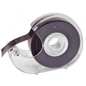 Safetool Dévidoir transparent en PS + ruban noir à bande magnétique et adhésive 19 mm x 7 m