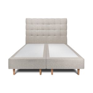 Lit avec t&ecirc;te de lit capitonnee et sommier tapissier Gris 2x90x200