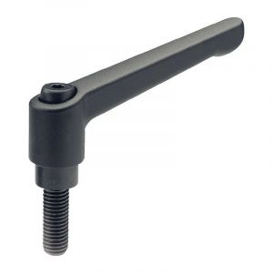 Ganter Norme Éléments | levier de serrage réglable avec vis filetée – GN 300 | Longueur du manche?: 78 mm | Vis acier bruni – Poignée de zinc moulé sous pression noir, – 1 pièce, noir