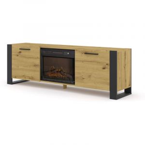 Bim Furniture - Meuble tv nuka 180 cm avec cheminée électrique chêne artisanal