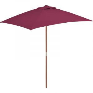 VidaXL Parasol avec mât en bois 150 x 200 cm Bordeaux