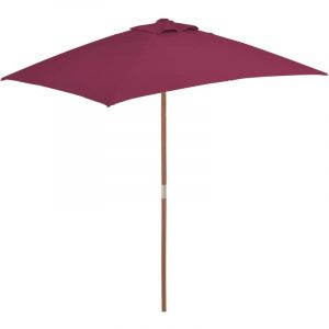 VidaXL Parasol avec mât en bois 150 x 200 cm Bordeaux