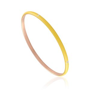 Cleor Bracelets Jonc en Acier Rose et Email Jaune Femme jaune - Taille Unique