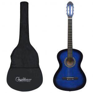 VidaXL Guitare classique avec sac pour d&eacute;butants Bleu 4/4 39"