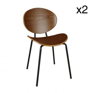 Now's Home 2 Chaises en Bois Gaspard marron/noir - 49x57.5x82.5 cm