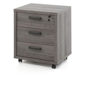Caisson de rangement bureau 3 tiroirs coloris chêne Sherman gris Collection SOON Meublorama