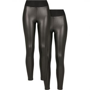 Urban classics Leggings taille haute simili cuir femme (x2)
