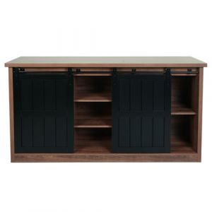 Mendler Sideboard HWC-K75 aspect bois métal industriel 84x150x40cm brun