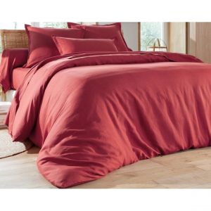 Taie de traversin orange en lin