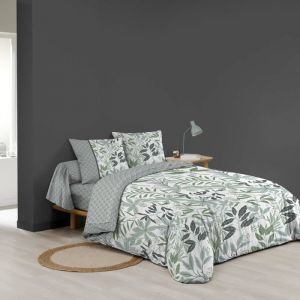 Douceur d'Int&eacute;rieur, Parure de Lit 6 Pi&egrave;ces (260 x 240 cm) Voltine Sauge, 100% Coton