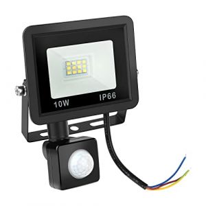 Mxtimwan Projecteur Led Exterieur 10w - 6500k Blanc Froid - Ip66 Etanche Eclairage Exterieur Avec Detecteur, Jardin, Patio, Garage