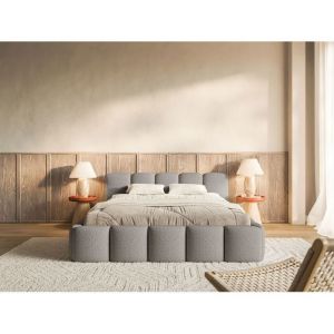 Lit rembourré– Cloudy Low – 200x200 cm – gris
