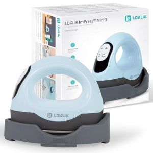 Presse &agrave; chaud portative - LOKLIK - ImPress Mini 3 - 100-200 &deg;C - Minuteur 600 s - 10.8x15.6x12.1 cm - Bleu