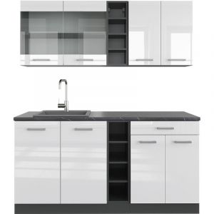Vicco - Cuisine "R-Line" 160cm Anthracite/Blanc ultra-brillant
