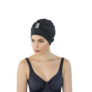 Fashy Exclusive Bonnet de Bain avec Strass Accessoire pour Femme, Noir, Taille Unique - 3498