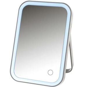 Wadiga Miroir de maquillage à poser lumineux led gris 15x2.5x22cm