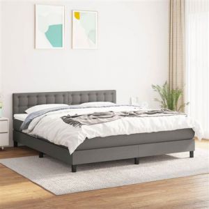 VidaXL Sommier &agrave; Lattes de Lit avec Matelas, Lit Rembourr&eacute;, Lit Double, Lit Adulte de Chambre &agrave; Coucher Int&eacute;rieur, Moderne, Gris Fonc&eacute; 160x200cm Tissu