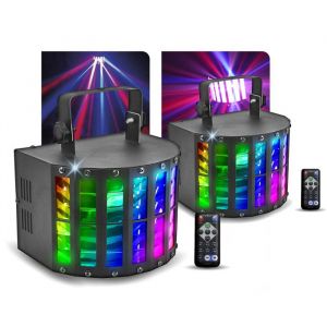 Pack Jeux de lumières Projecteur MEGA DERBY DJ LED SOIREE 9 LEDS de 3W Mode Strobe Mode Auto rythme de la musique DMX Téléco