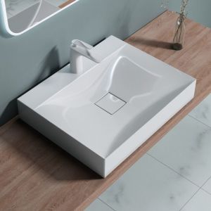 Sogood Vasque &agrave; Poser Lavabo Suspendu Colossum810 Fonte Min&eacute;rale Solid Surface Blanc 60x48x10cm - Blanc