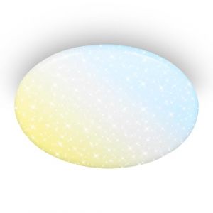 BRILONER - Plafonnier LED avec télécommande, dimmable, veilleuse, blanc chaud à blanc froid, ultra lumineux, lustre, lustre salon, lustre chambre, luminaire plafonnier, 56 x 10 cm, blanc