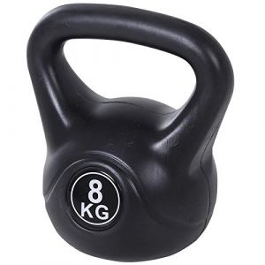 Homcom Kettlebell 8 Kg - haltère boule - poignée ergonomique - PVC noir