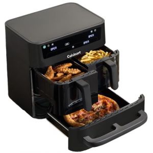 Cuisinart Tri Zone Air fryer et Four 13,6 L | Sans PFAS | 3 zones: 2x4,3 L+5 L | 9 fonctions: airfry, r&ocirc;tir, griller, four, r&eacute;chauffer, d&eacute;shydrater, pizza, pain, manuel | Noir Fen&ecirc;tre