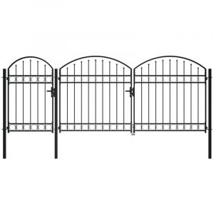 VidaXL Portail de jardin avec dessus arqué Acier 2,25 x 4 m Noir