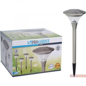 Progarden Lampes solaires &agrave; LED d'ext&eacute;rieur 4 pcs Inox 14 cm