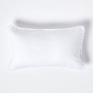 HOMESCAPES Housse de Coussin Uni Blanc en 100% Coton, Housse de Coussin 30x50 cm