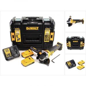 Dewalt DCG 406 D2 18 V 125 mm Brushless Meuleuse d'angle sans fil + 2x Batteries 2 Ah + Chargeur + Coffret de transport TStak