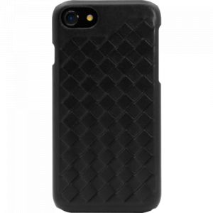 The kase Coque en cuir v&eacute;ritable Treccia pour Apple iPhone 6/6s/7, Noir Satin