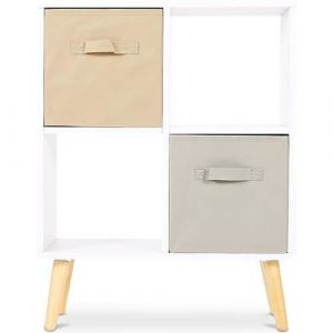 Privatefloor Scandinavian Style - tagère basse de style scandinave avec 4 compartiments - Bois Blanc - mdf - Blanc