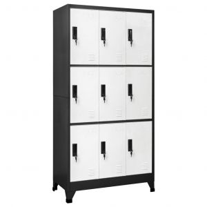 VidaXL Armoire à Casiers Acier Anthracite et Blanc 90x45x180 cm - Anthracite