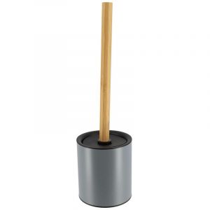 Tendance Brosse WC avec support en métal Gris et manche en Bambou